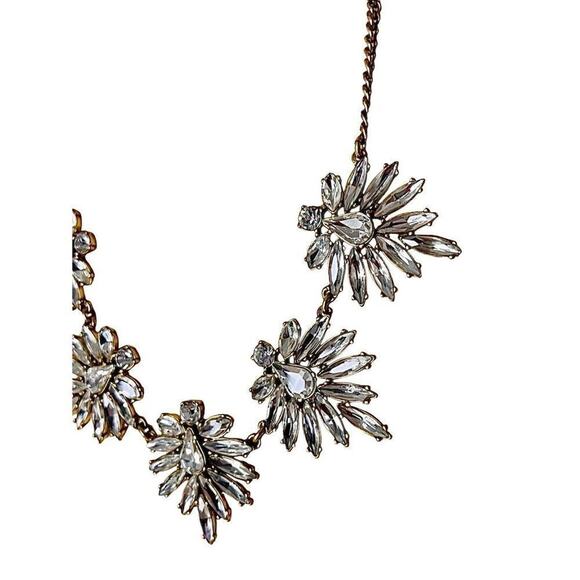 J. Crew‎ Gold Rhinestone Crystal Cluster Statement Padgent Wedding Necklace - Picture 3 of 6
